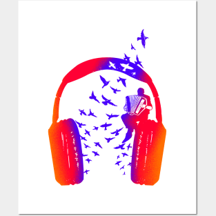 Headphone music Accordion Posters and Art